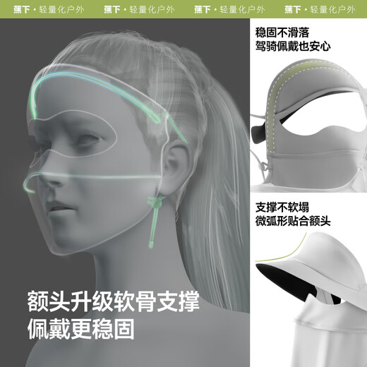 Beneunder black rubber brim full face sun protection mask sun protection mask women's UV protection face kini extended neck protection sun protection gray