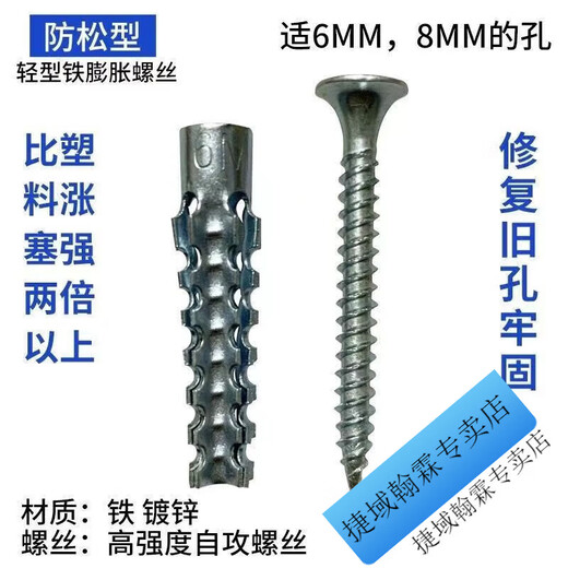 Vinoa Plastic Expansion Pipe Nail Expansion Plug Upgraded Version Light Iron Expansion Screw Light Brick Wall Expansion 6mm Iron Expansion Pipe 100pcs