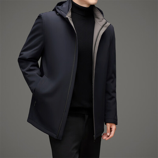 MAGIOPY легкая роскошная брендовая мужская пуховая куртка среднего возраста 2026 зимняя новая деловая повседневная куртка с капюшоном мужская темно-синяя M 170