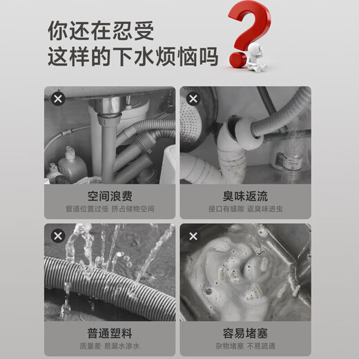 ARROW wash basin drainer, visible design, anti-odor seal, ultra-thin wall row, side row bathroom, anti-insect and anti-odor, gun ash, triple anti-odor-ultra-thin visual drain-flip-type space-saving drain set