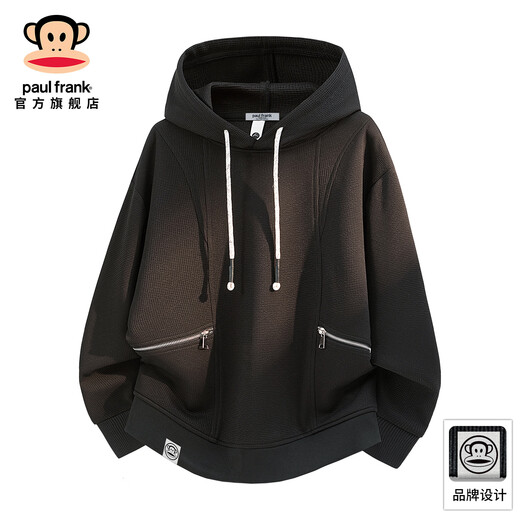 Big-mouthed monkey (paul frank) design hooded sweatshirt for men in spring and autumn new American fashion brand loose retro jacket casual and versatile clothes black official authentic 4XL recommended 195-215Jin Jin equals 0.5 kg