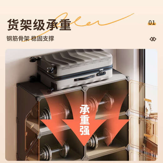 Yusenyi shoe cabinet storage cabinet home door shoe storage integrated wall shoe rack transparent shoe box storage box light luxury tea transparent door large capacity 2 columns 6 layers of gray (approximately 24 pairs of shoes)