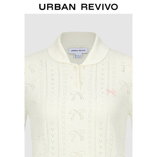 UR2026 spring new women's urban hollow texture doll collar short sweater UYU960030