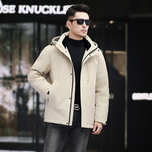 Heilan House (HLA) new autumn and winter hooded short down jacket loose casual windproof outdoor jacket young and middle-aged men's warm jacket black 2XL