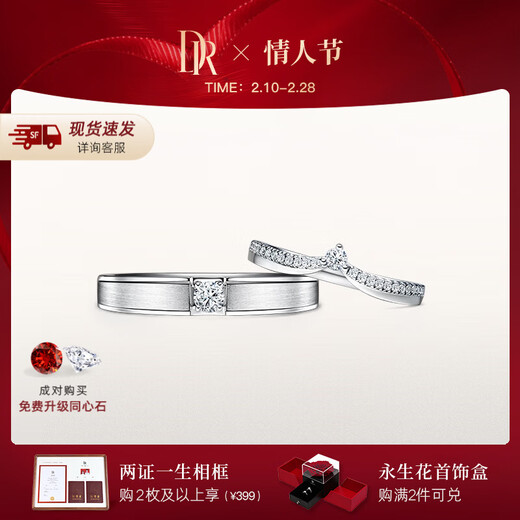 DR Valentine's Day Gift Wedding Ring Platinum FOREVER Princess Style Couple Engagement QM0047/QW0047 Small amount in stock* Single men's ring 10 points H color SI1