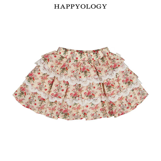 Happyology British children's spring new children's clothing skirt girl baby floral skirt multi-layer cake skirt Luxembourg Garden, retro yellow 92 (92cm)