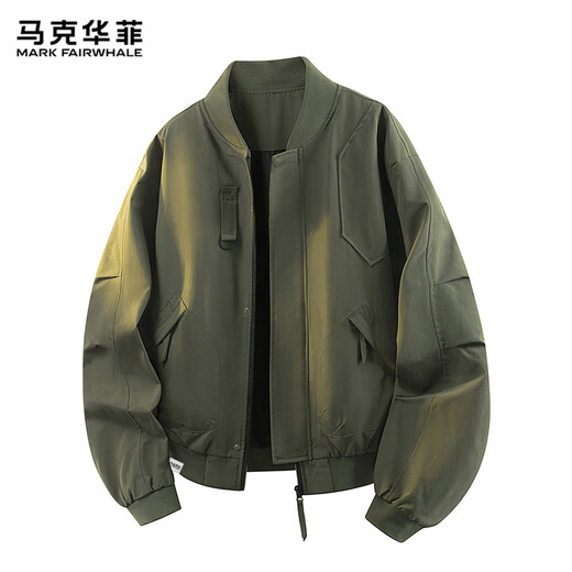 MARK FAIRWHALE jacket men's spring and autumn American workwear jacket men's loose baseball uniform top black XL