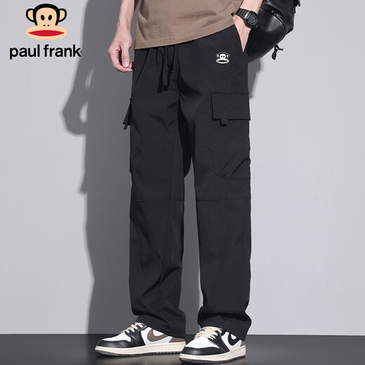 Paul Frank overalls men's spring American straight pants men's trendy casual pants men's trousers black 4XL