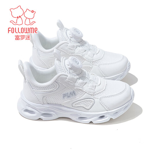 Fuluo Mi Girls Breathable Mesh Shoes Spring New Campus Versatile Casual Sports Shoes Junior High School Students Running Shoes White 31