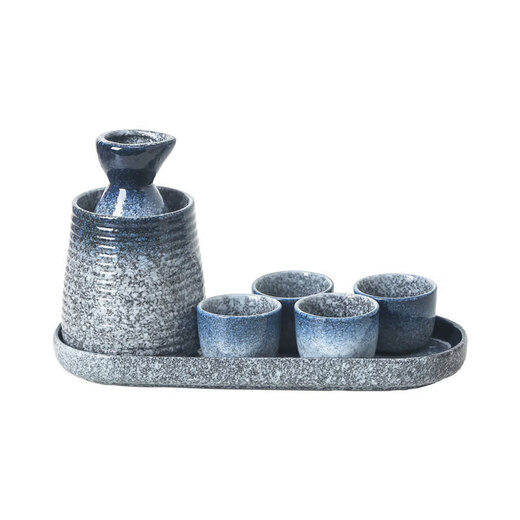 He Jiagong Japanese-style Japanese ceramic sake wine set wine warmer shochu white wine cup yellow wine spirits small wine cup points large wine pot 5-piece set Mocha