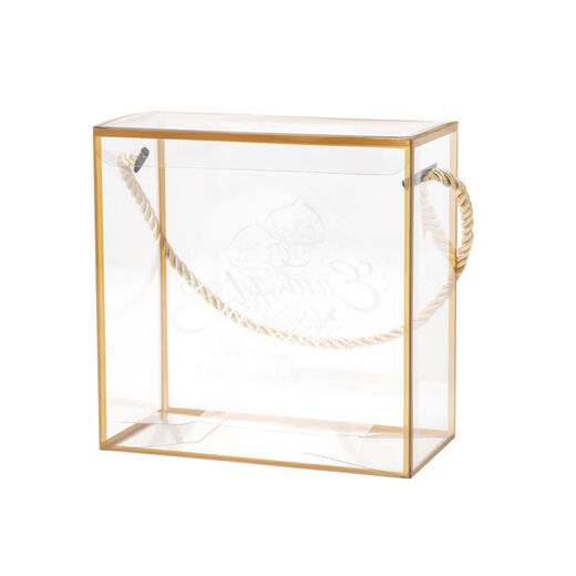 Fantasy transparent snowflake cake gift box hand bag large transparent baking biscuit packaging box plus hard New Year gift box large fully transparent hand gift box + Happy New Year sticker Can hold about 1Jin Jin is equal to 0.5kg 500 sets Loss momentum base price