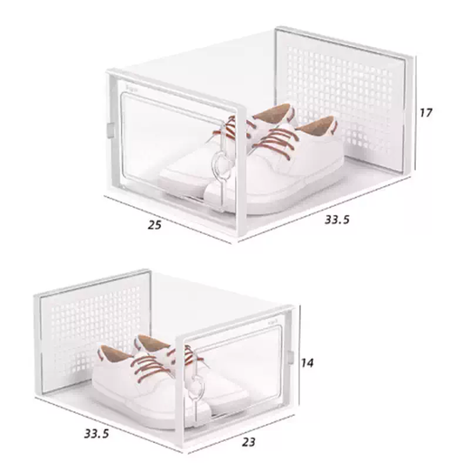 Yusenyi Shoe Box Transparent Storage Box Folding Shoe Cabinet for Shoes Shoe Box Shoe Rack Shoe Storage Artifact Porch 1 Pull High Quality Round Hole Small (Transparent White Frame) 1 Pack 33.5x23x14cm