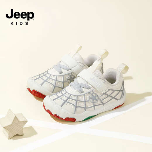 Jeep children's toddler shoes spring 2026 new children's shoes soft sole non-slip breathable baby shoes for boys and girls cream white 24 shoe inner length about 15.3cm