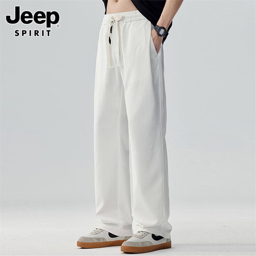 JEEP SPIRIT Jeep pants men's ice silk thin casual pants men's summer loose straight wide-leg suit pants