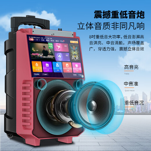 Xianfei outdoor trolley speaker square dance audio with display microphone ktv elderly karaoke wireless network wifi high power dance machine video machine bluetooth upgraded version without microphone