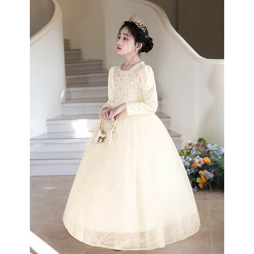 Hanquan girls evening dress autumn and winter new high-end flower girl wedding princess dress host children's piano performance clothing