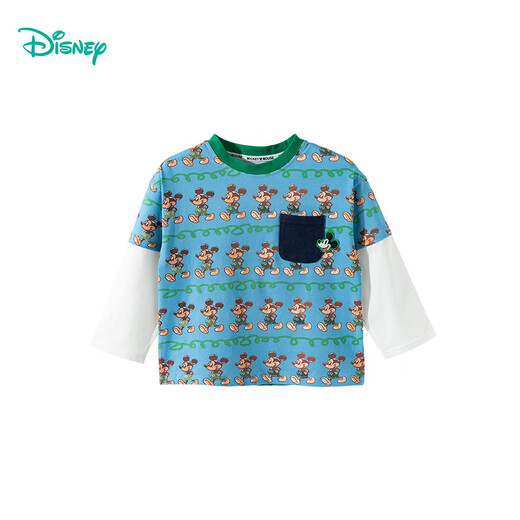 Disney boys cartoon Mickey 7A antibacterial casual sports inner long-sleeved T-shirt 26 new spring and autumn long-sleeved children's clothing Mickey Blue 140