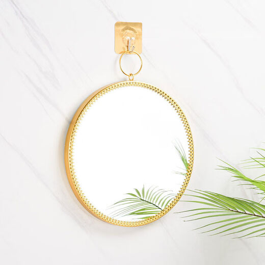 Bathroom mirror wall-mounted iron bathroom vanity mirror decorative mirror can be hung desktop vanity mirror wall-mounted washbasin gold circle mirror