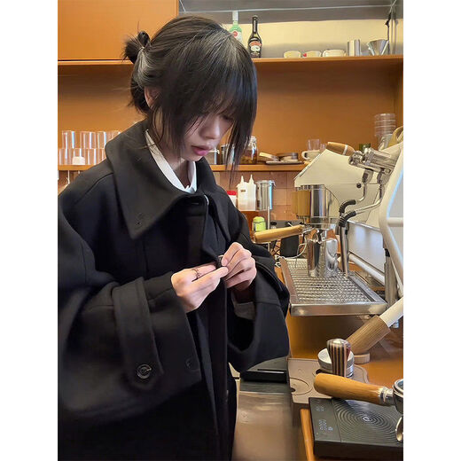 Newdecay черное шерстяное пальто мужское средней длины осенне-зимнее теплое утолщенное шерстяное пальто черного цвета в обновленном стиле 90 выбор M M