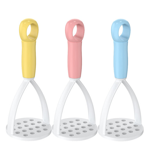 Pupan mashed potato artifact plastic manual masher, food supplement, sweet potato and pumpkin kitchen gadget masher, plastic masher yellow (one pack)