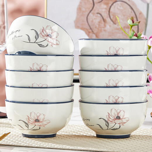 Yong Huan German imported quality bowl household simple and fashionable rice bowl 2026 new high-value high-temperature underglaze color tableware can be 6 underglaze color 4.5-inch rice bowls