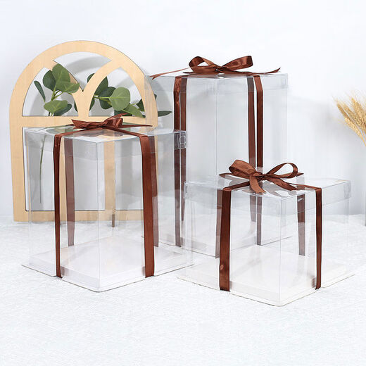 50 sets of fully transparent birthday box packaging boxes, four-inch, 6-inch, 8-inch, 10-inch, 12-inch double-layered three-layer baking boxes, 12-inch double-layered 36*36*27cm, 50 sets of fully transparent