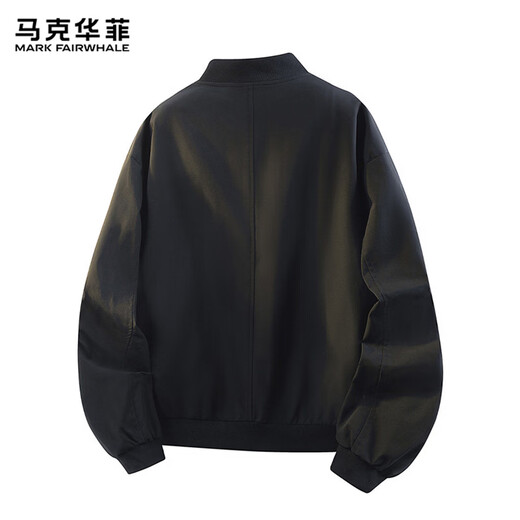 MARK FAIRWHALE jacket men's spring and autumn American workwear jacket men's loose baseball uniform top black XL