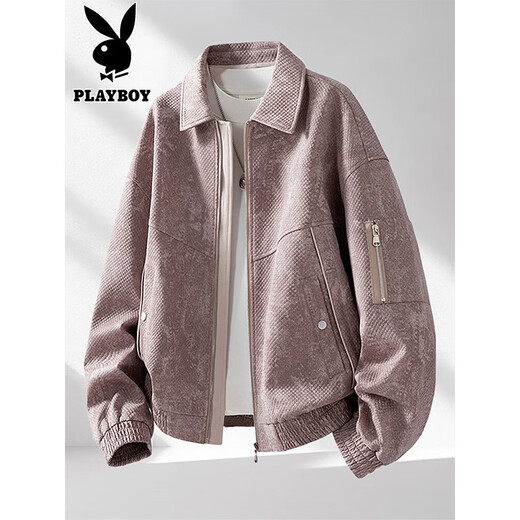 Playboy (PLAYBOY) spring new men's zipper work jacket American structure handsome loose jacket dark blue M recommended 100-120Jin Jin equals 0.5 kg
