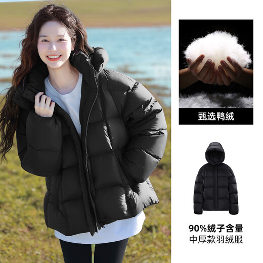 Camel Women's Short Down Jacket Winter New High Puff Warm Hooded Bread Down Jacket