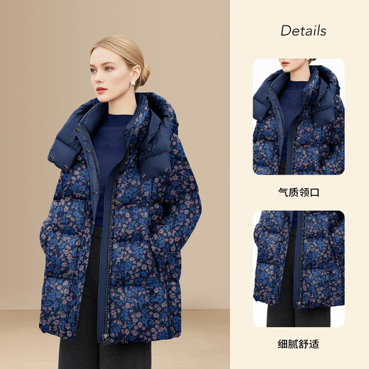 迪菲丽格独特别致印花连帽羽绒服女2025年冬季新款气质冬装厚外套 图片色 M