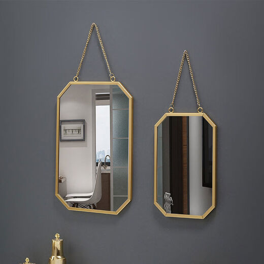 Bathroom mirror wall-mounted iron bathroom vanity mirror decorative mirror can be hung desktop vanity mirror wall-mounted washbasin gold circle mirror