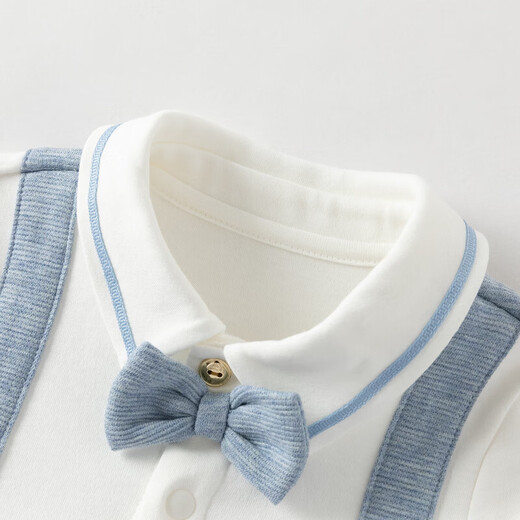 DAVE&BELLA Newborn Romper Suit for Boys Fake Two-Piece One-piece 2026 Spring New Baby Harness Children's Coverall Flower Blue Ready Stock 73cm (Recommended Height 66-73cm)