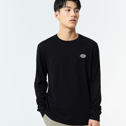 Dickies solid color casual sweatshirt with small logo on the chest, same style sweatshirt for men and women DK010983 Black L