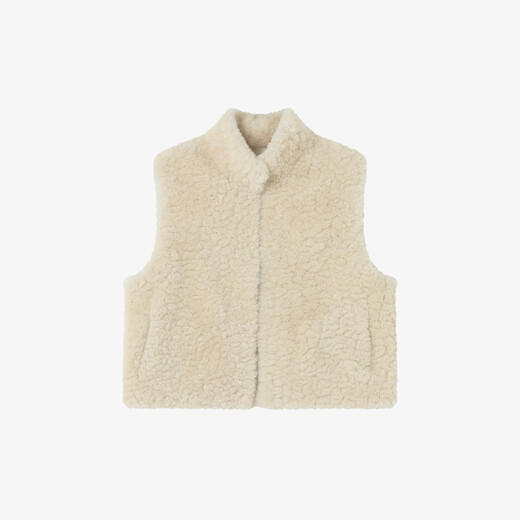 Basic House Basic House/Baijiahao stand-up collar fur vest women's new winter loose layered vest sleeveless jacket off-white M 85-120Jin Jin equals 0.5 kg