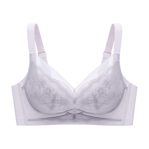 Fenton underwear for women 26 new style 10A antibacterial mugwort skin-nourishing small breast push-up and lift sexy lace wire-free bra light gray purple 80A