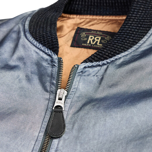 RRL Men's Spring 26 Embroidered Satin Bomber Jacket RL95776 400-Vintage Blue S