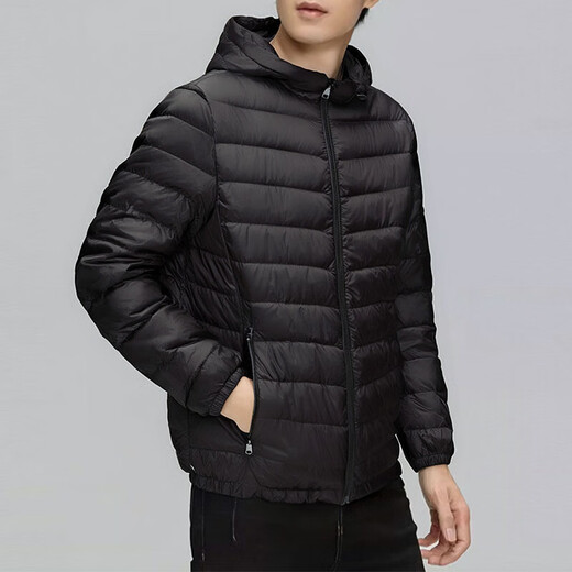 New 2026 national standard white duck down offline same style for men and women, light and warm hooded down jacket, burgundy 2XL