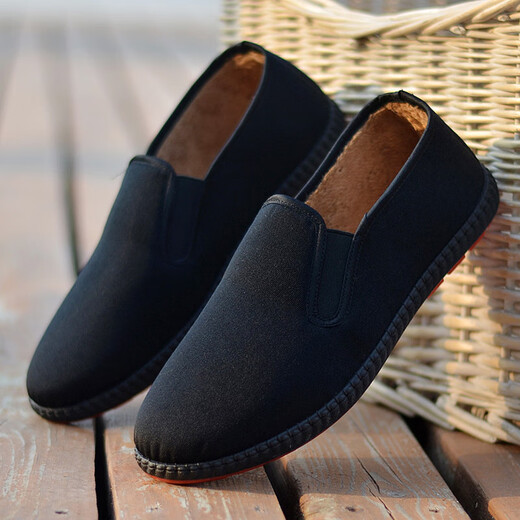 Weizhi traditional old Beijing cloth shoes men's winter velvet lazy slip-ons WZ1016 black 42