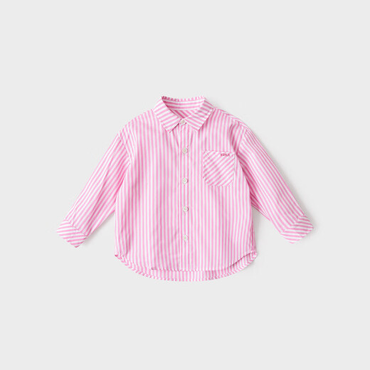 Koala Nose Color Stripe Diary Small Shirt Colorful and Vibrant Outfits Children’s Pure Cotton Versatile Tops for All Seasons Pink Stripes 110