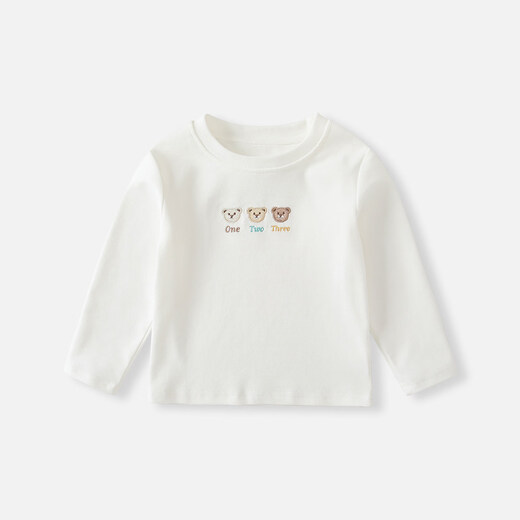 BORBOON B baby base layer spring 2026 new baby long-sleeved T-shirt inner top spring versatile boys' clothes for women white 8155 90