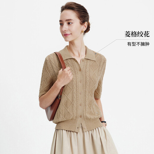 Navigare Italian small sailing cable knitted cardigan 26 new women's casual short-sleeved POLO collar top 2325596502