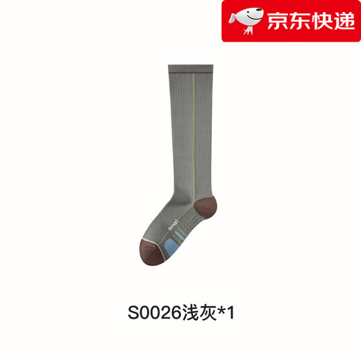 enjoy it运动压力袜女防滑加压瑜伽跑步登山骑行长筒袜子 S0026浅灰 均码 【肌能压力运动袜】