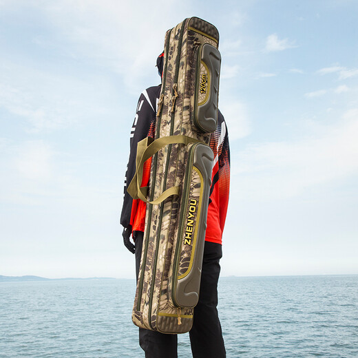 Zhenyou (Grsaed) fishing rod bag, thickened fishing gear bag, double-layer big belly bag, 1.25m rod bag, multi-functional storage bag, hand rod bag, table fishing rod bag, waterproof lure bag, sea rod fishing bag, black scale