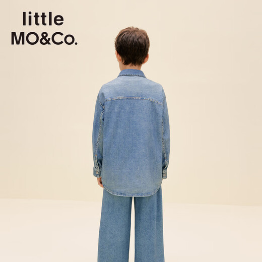 Little MO&Co. Sports little moco children's clothing 26 spring new style boys and girls denim blue long-sleeved shirt tops handsome denim blue 110 110/56