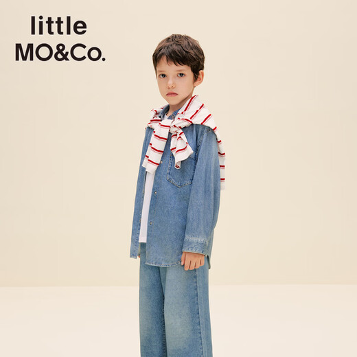 Little MO&Co. Sports little moco children's clothing 26 spring new style boys and girls denim blue long-sleeved shirt tops handsome denim blue 110 110/56