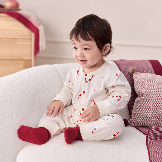 Babylove Anxinrou infant one-piece pure cotton one-year-old baby red New Year clothes