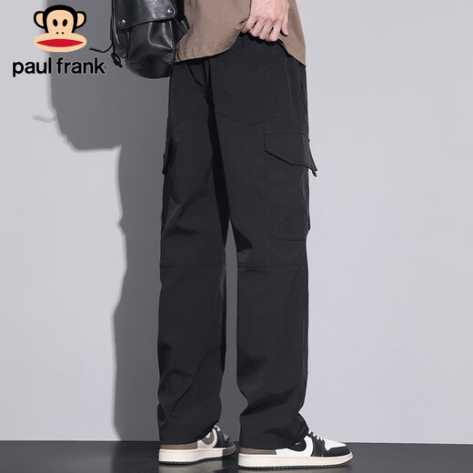 Paul Frank overalls men's spring American straight pants men's trendy casual pants men's trousers black 4XL