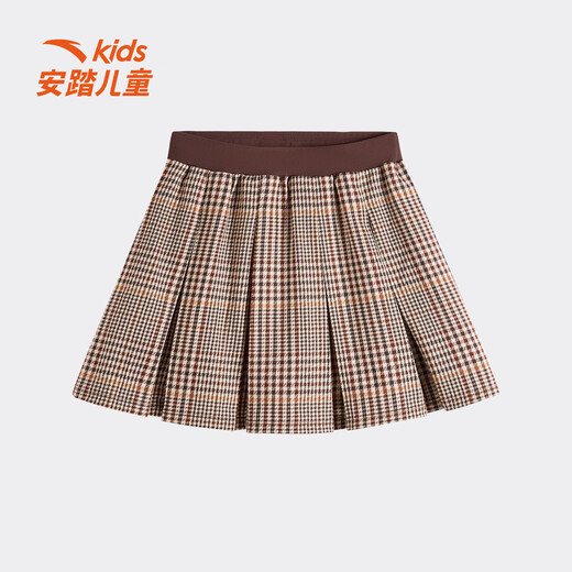 ANTA children's clothing children's skirt for girls and older children spring new trendy plaid pleated skirt woven skirt glazed brown-3 130