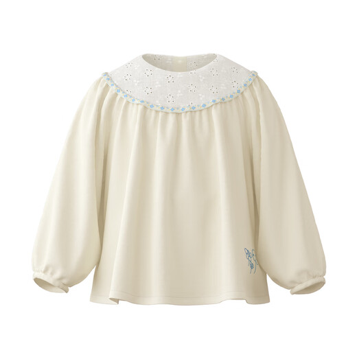 Papa new product climbing spring children's shirt girls pure cotton long-sleeved top 2026 new high-end fashion off-white 90