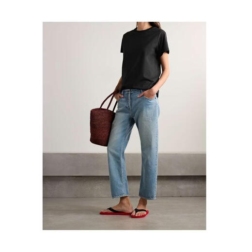 The Row women's T-shirt is breathable and comfortable cotton black daily commuting top versatile and simple black one size | XXS